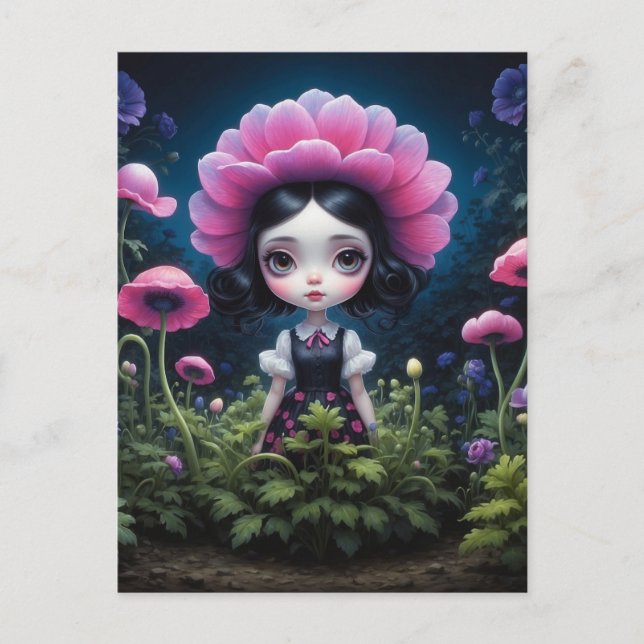 Postal Fille mystérieuse inspiration Mark Ryden (Anverso)