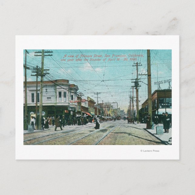 Postal Fillmore Street View 1 año después del incendio de (Anverso)