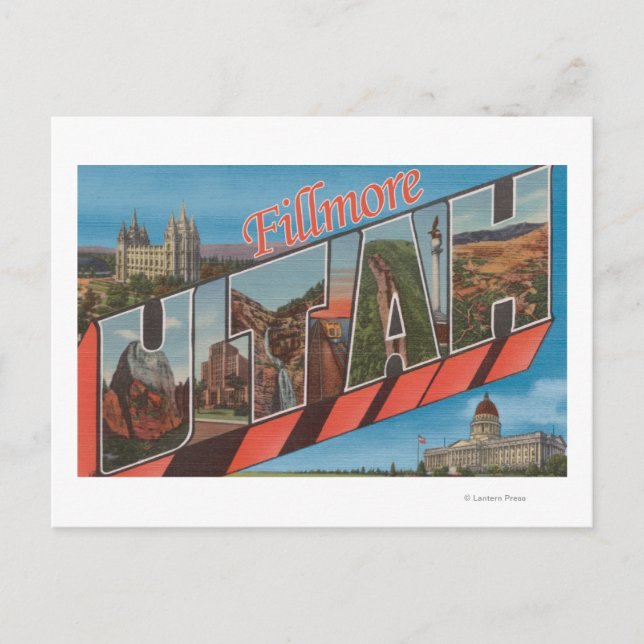 Postal Fillmore, Utah - Escenas de letras grandes (Anverso)