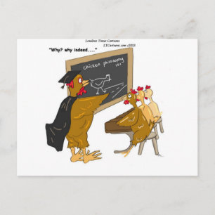 Postal Filosofía Divertida: Las Gallinas Cruzan La Carret