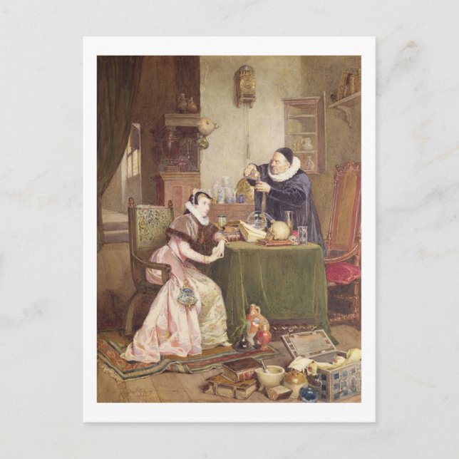 Postal Filtro de amor, 1885 (con c/c realzado con blanco) (Anverso)