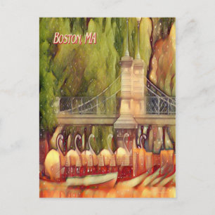 Postal Filtro de verano de botes de cisne de Boston