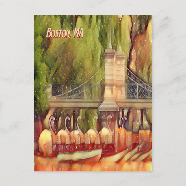 Postal Filtro de verano de botes de cisne de Boston (Anverso)