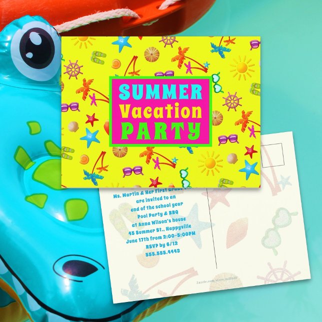 Postal Fin de clase de Fiesta de piscina de verano (Subido por el creador)