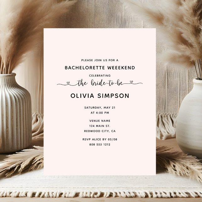 Postal Fin de semana de Bachelorette de Corazón con Guión (Subido por el creador)