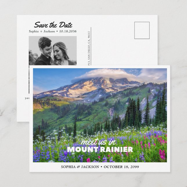 Postal Fin de semana de boda en Mount Rainier, guárdala f (Anverso / Reverso)
