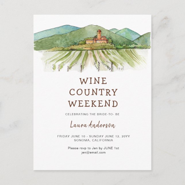 Postal Fin de semana de despedida de soltera en viñedo co (Anverso)