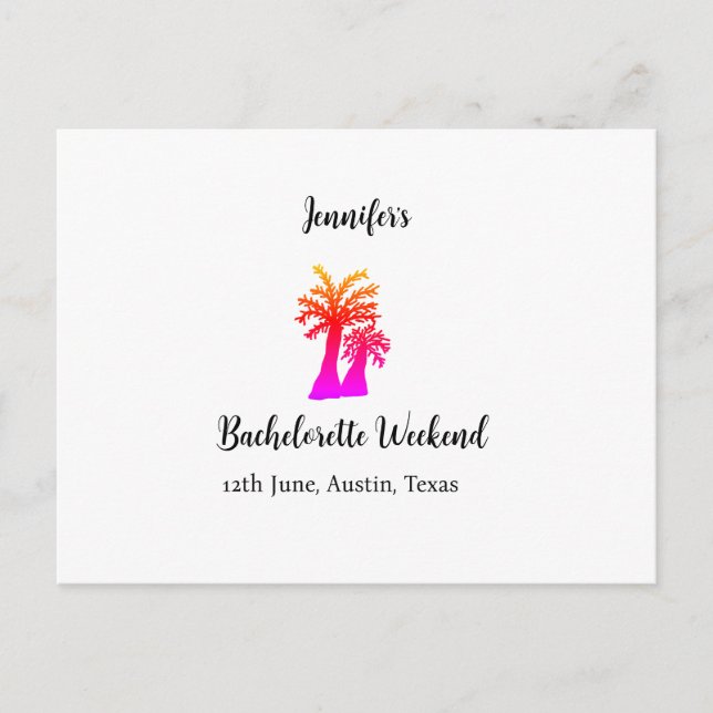 Postal Fin de semana de soltera club del árbol de coco ag (Anverso)