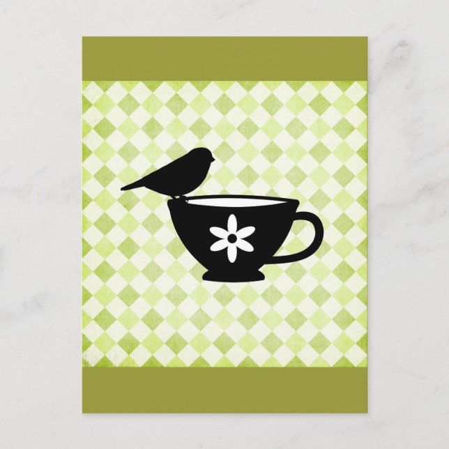 Postal Finch on Teacup Silhouette (Anverso)
