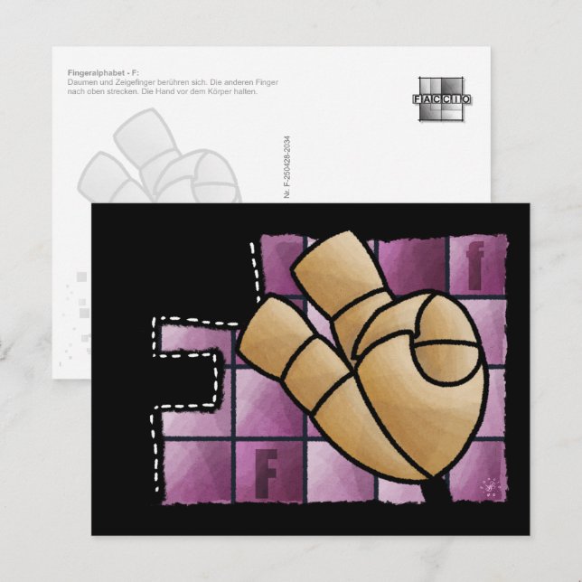 Postal Fingeralphabet F (Anverso / Reverso)