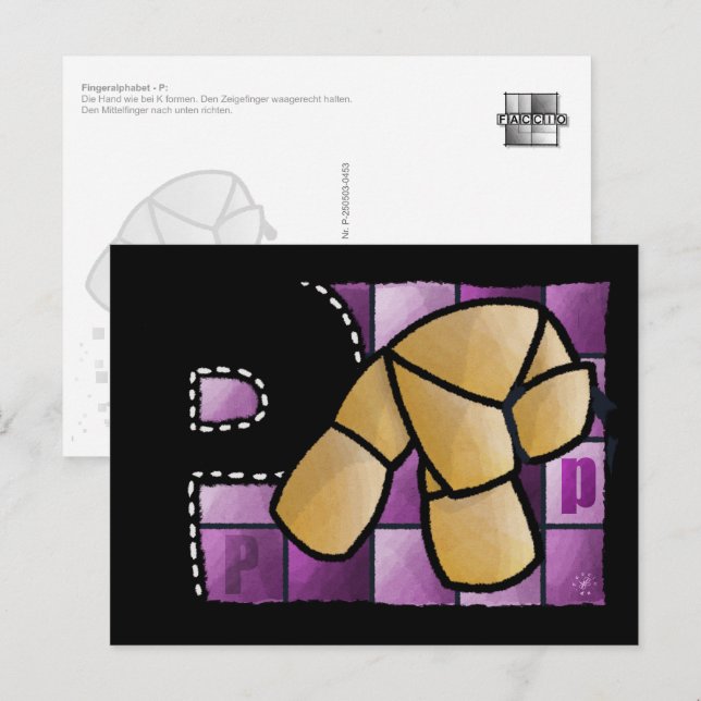 Postal Fingeralphabet P (Anverso / Reverso)