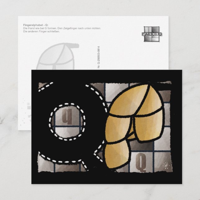 Postal Fingeralphabet Q (Anverso / Reverso)