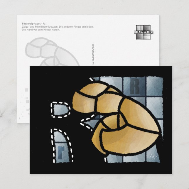 Postal Fingeralphabet R (Anverso / Reverso)