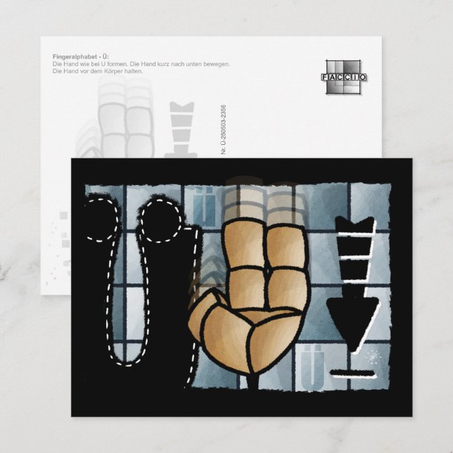Postal Fingeralphabet Ü (Anverso / Reverso)