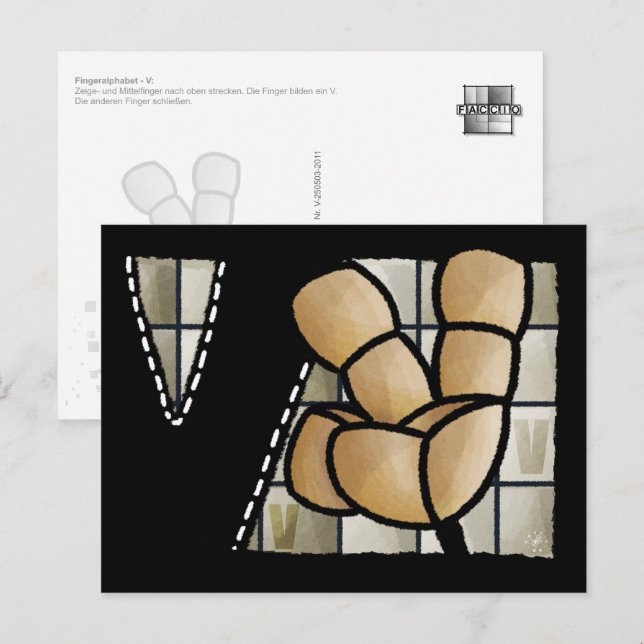 Postal Fingeralphabet V (Anverso / Reverso)