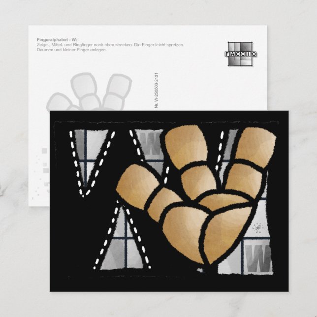 Postal Fingeralphabet W (Anverso / Reverso)