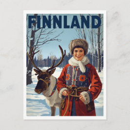 Postal Finland Winter Reindeer Sami Woman