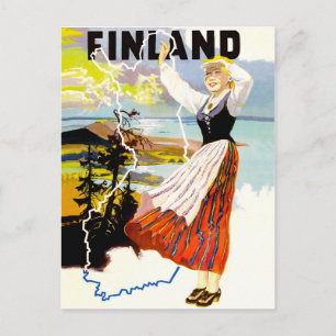 Postal Finlandia, chica en la costa