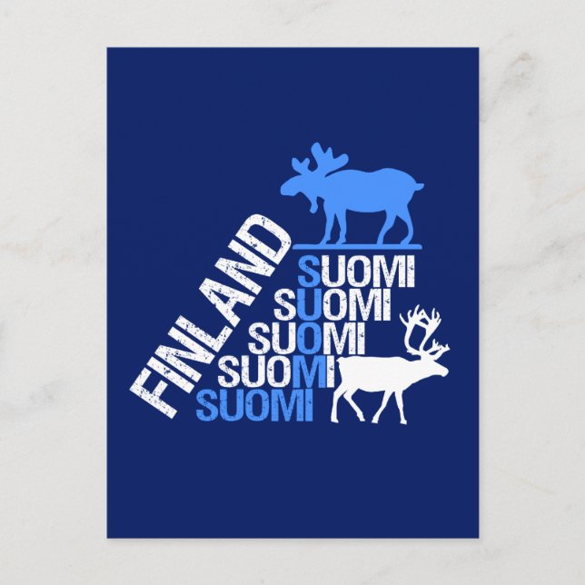 Postal Finlandia Moose & Reindeer - personalizar (Anverso)
