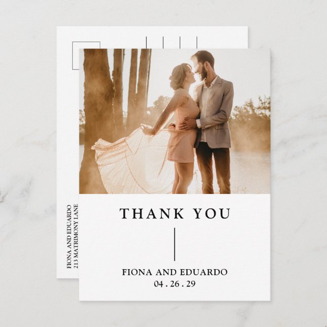 Postal Fiona Photo Bold Monograma Boda moderno (Anverso / Reverso)