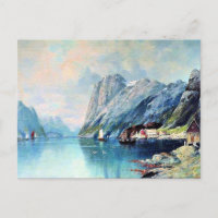 Fiordo en Noruega, pintura artística fina,