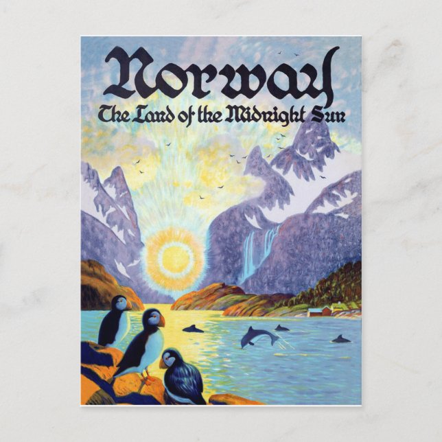 Postal Fiordos de Noruega, la tierra del sol de medianoch (Anverso)
