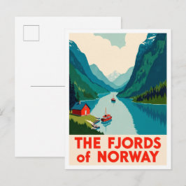 Postal Fiordos Noruega Arte vintage Viajes