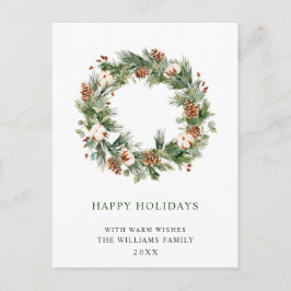 Postal Fir Wreath Cones Pine Fir Feliz Navidad