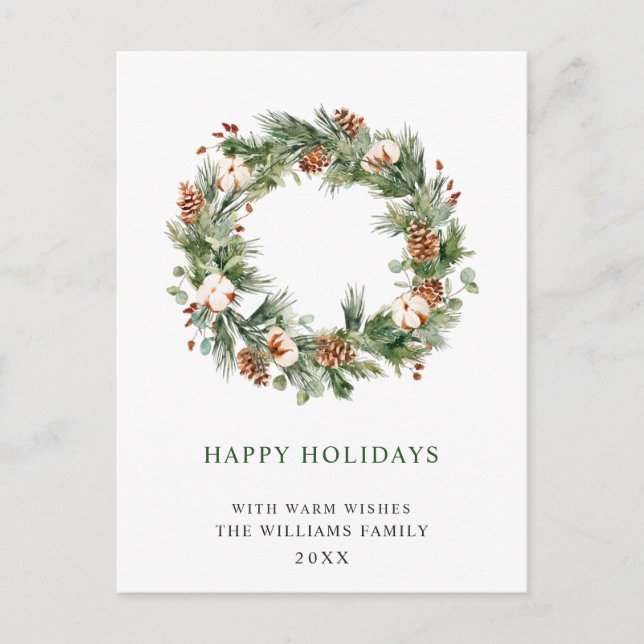 Postal Fir Wreath Cones Pine Fir Feliz Navidad (Anverso)