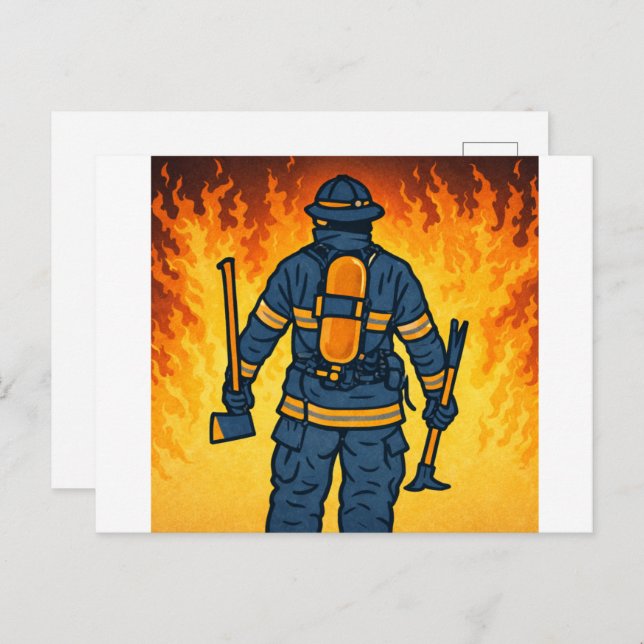 Postal Firefighter Standing Against the Flames (Anverso / Reverso)