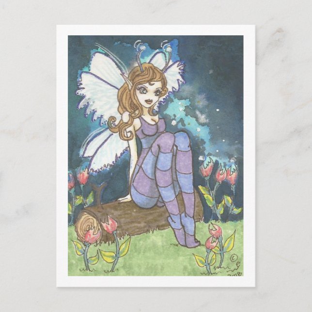 Postal Firefly Field Strin Fairy Fantasy Art Print (Anverso)