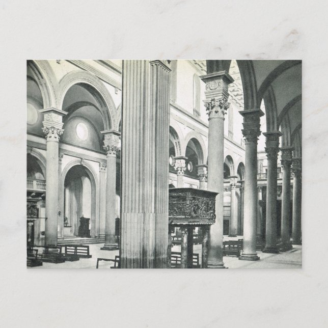 Postal Firenze, Florencia, Adentro de S. Lorenzo (Anverso)