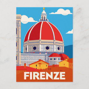 Postal Firenze Italia Duomo Viajes Vintage a Florencia