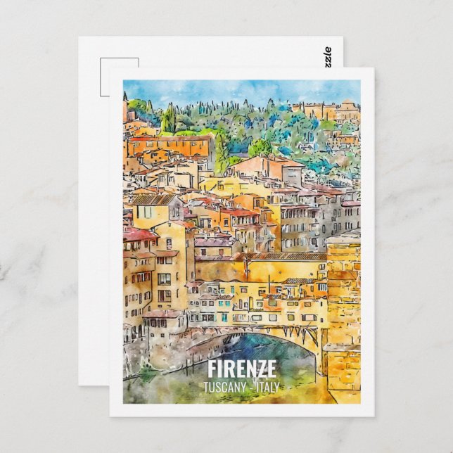 Postal Firenze Toscana Italia Travel Place Watercolor (Anverso / Reverso)