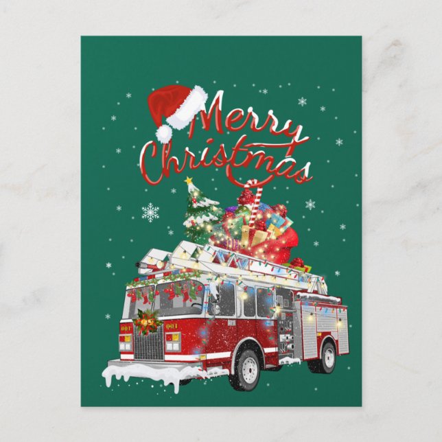 Postal Firetruck Santa Sleigh Fireman Christmas Firefight (Anverso)