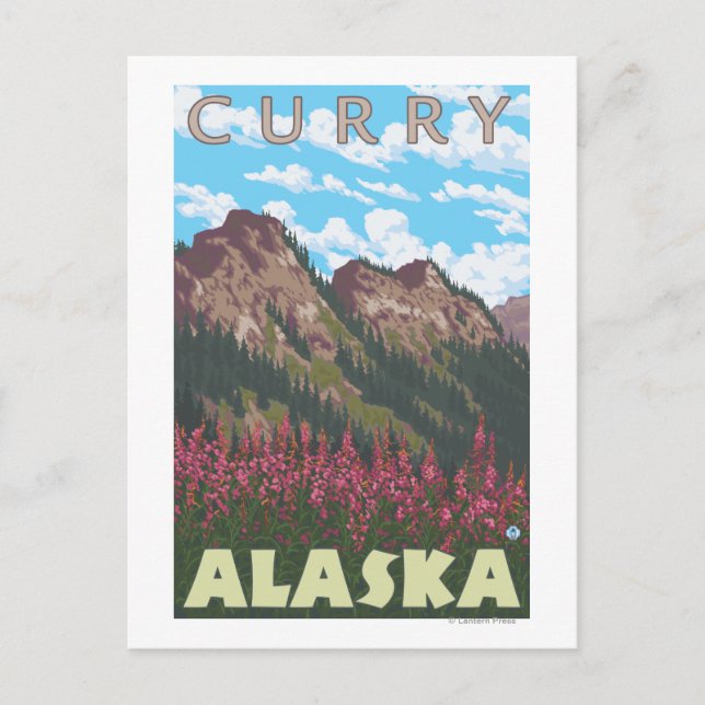 Postal Fireweed & Mountains - Curry, Alaska (Anverso)