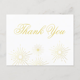 Postal Firework Elegant Gold Script Gracias Postcard 