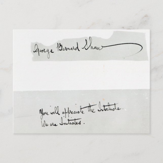 Postal Firma de George Bernard Shaw (Anverso)