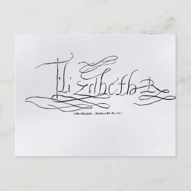 Postal Firma de la Reina Isabel I (Anverso)