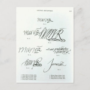 Postal Firmas de María Reina de Escocia
