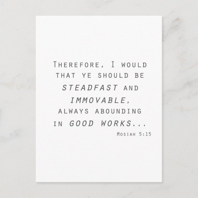 Postal firme inamovible mosiah lleva la escritura (Anverso)