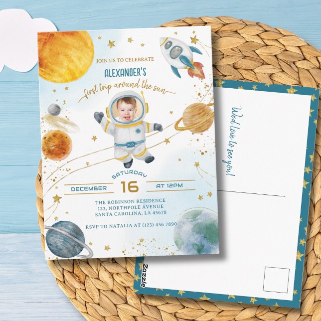 Postal First Trip Around the Sun Space Photo Birthday (Subido por el creador)