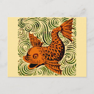Postal Fish Antiguo Tile Antiguo arte