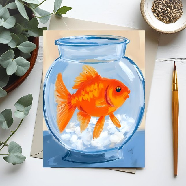 Postal Fish Bowl | Goldfish Watercolor Painted (Subido por el creador)