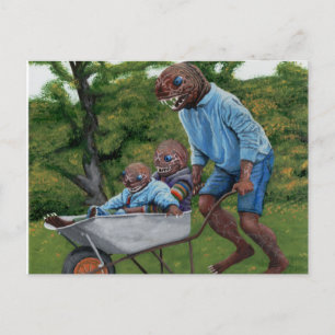 Postal Fish Man Autumun Fantasy Art Postcard