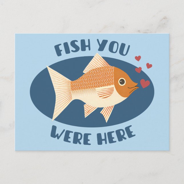Postal Fish you were here - poisson romantique (Anverso)