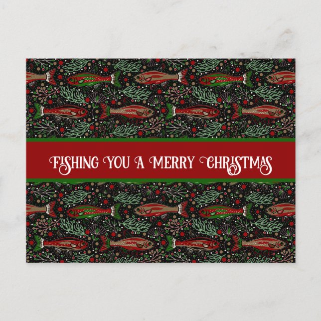 Postal Fishing You a Merry Christmas Red Green Trout (Anverso)