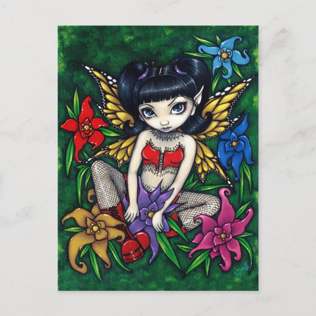 Postal "Fishnets and Flowers" (Anverso)