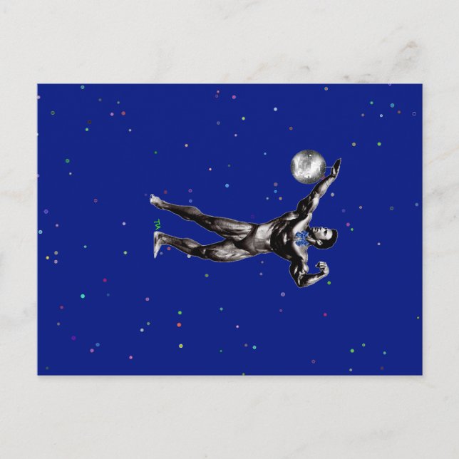 Postal fisicoculturista le gusta la música disco (Anverso)