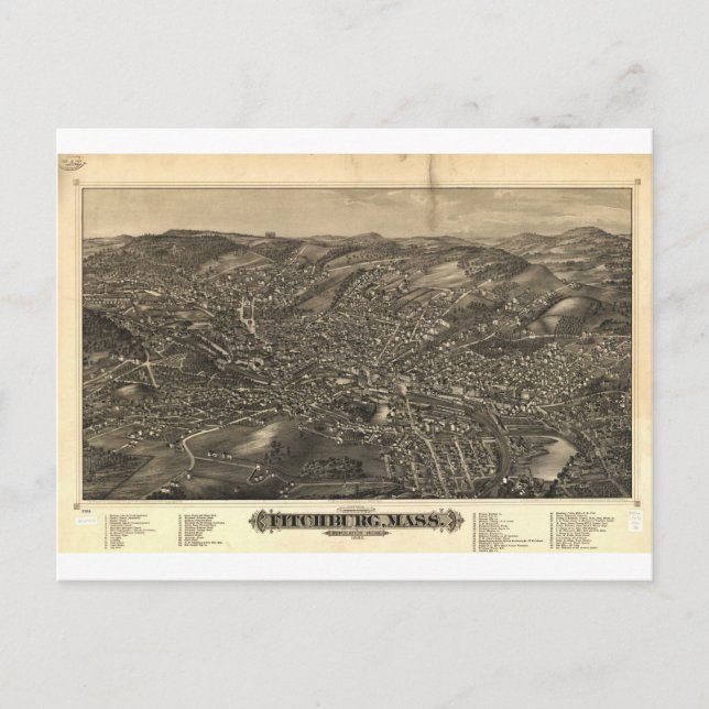 Postal Fitchburg, Massachusetts en 1882 (Anverso)